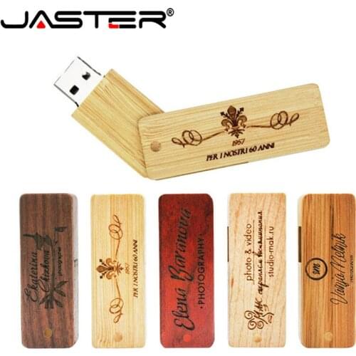 JASTER hot selling creative Wood and bamboo square rotation USB 2.0 4GB/8GB/16GB/32GB/64GB USB flash drive 10 PCS free LOGO