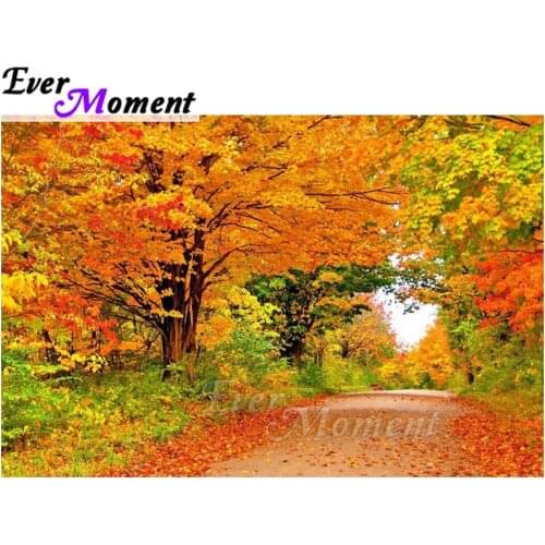 Ever Moment Diamond Painting Wall Fallen Leaves Road Forest Mosaic Full Square Drill Diamond Embroidery Decoration ASF2019