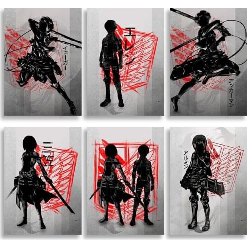 "Attack on Titan" canvas painting Japanese anime wall art posters and prints for family childrens room decoration painting