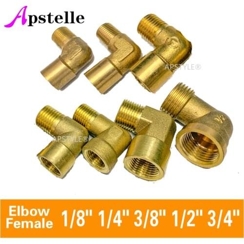 Brass Elbow Pipe Fitting 1/8" 1/4" 3/8" 1/2" Female x Male Thread 90 Deg Connector Coupler For Water Fuel Copper