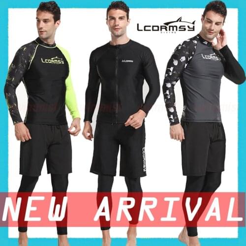 LCDRMSY MENS RASH GUARDS BEACH LONG SLEEVES SURF SWIMMING TOP SHIRT PANT SHORTS SET WATER SPORTS WETSUITS QUICK-DRYING UPF 50