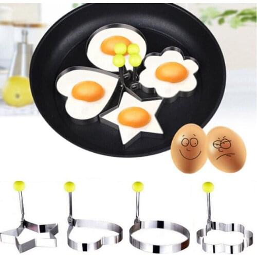 Cute Lovely Stainless Steel Fried Egg Shaper Pancake Mould Mold Baking Omelet Moulds Kitchen Cooking Tool Egg Pancake Maker Ring