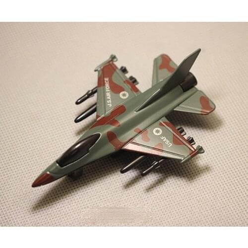 Simulation miniature model U.S. military fighter F16 fighter alloy aircraft with pull back toy ornaments