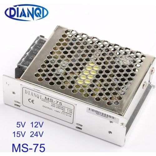 DIANQI MS-75-5 MS-75-12 MS-75-24 switching power supply unit dc voltage regulator MS-75w 5v 12v 15v 24v mini size din led ac dc