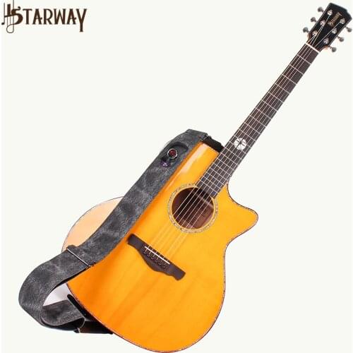 100% Soft Cotton & Genuine Leather Ends guitar shoulder strap ，the guitar strap is nonslip ，comfortable and breathless