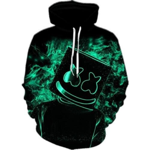 New Spring and Autumn Mens and Womens Hip-hop Fashion Street Hoodie Smiley Face 3D Loose Print Hoodies & Sweatshirts