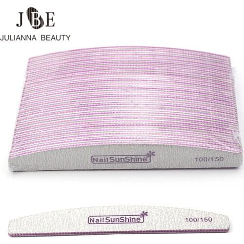 25Pcs/Lot 100/150 Sandpaper Nail File Semilune Curved Buffing Block Professional Sanding Washable Nail File Manicure Tools