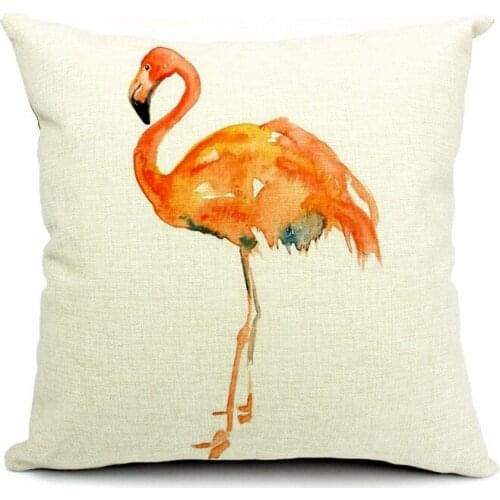 Flamingo pillow cover, cute creative cartoon watercolor Flamingo throw pillow cover pillowcase