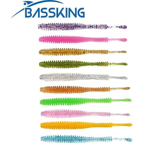 BASSKING 12Pcs Soft Worm Fishing Lure 48mm 0.4g Swimbait Jig Fish Wobbler Fishing Bait Artificial Soft Baits Ocean Rock Lure