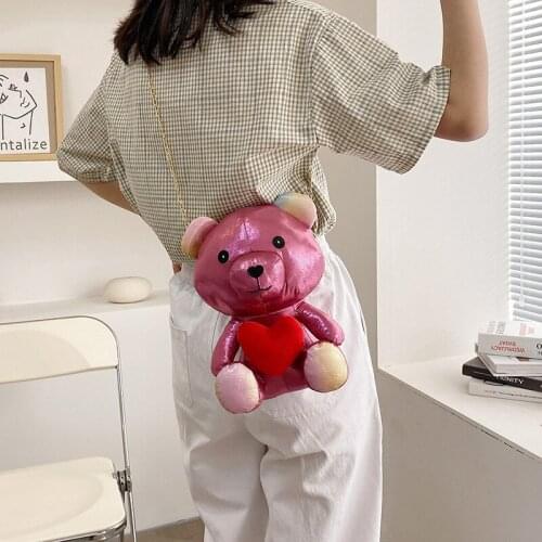 Cartoon Simple Fashion Doll Girls Shoulder Bag Personality Cute Bear One-shoulder Messenger Doll Phone Change Key Storage Bag