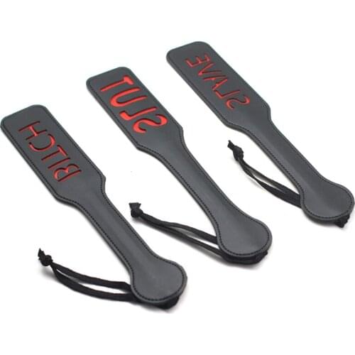 BDSM Flogged PU Leather Whip Restraint Fetish Sex Toys Faux Leather Letters Spanking Paddle Cosplay Game Adult Flirting