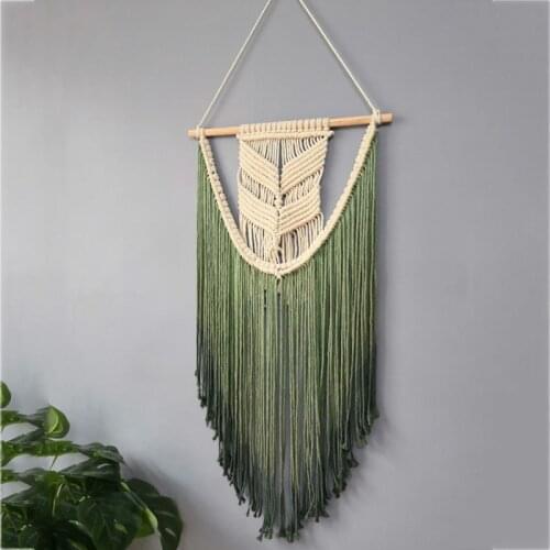 Chic Bohemian Macrame Hand Woven Wall Hanging Tapestries Wall Art Home Decor Dorm Room Cotton Tapestry with Tassels