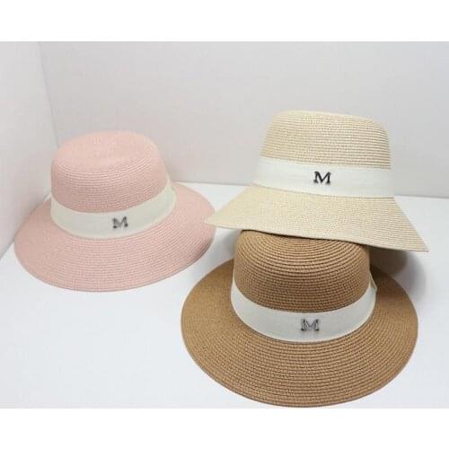 Straw Hat Womens Beach Summer Big Brim Sun Protection Top Hat Dome Outside Wild Holiday Casual Trend Solid Adult Fisherman Cap