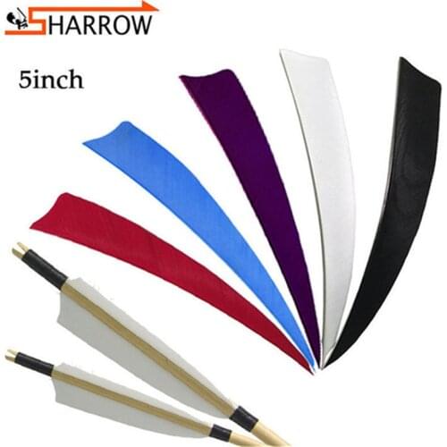 100pcs Shooting Training Arrow Feathers 5" Right Wing Vanes Natural Turkey Feather Wooden/Carbon Arrow Hunting Accessories