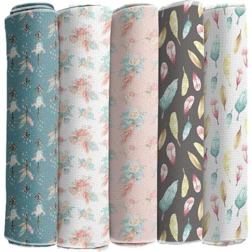 Bullet Fabric Printed Plumage Pattern Bubble Polyester Cotton Stretch Cloth 50*145cm for DIY Craft Dress Home textiles Hair Bows