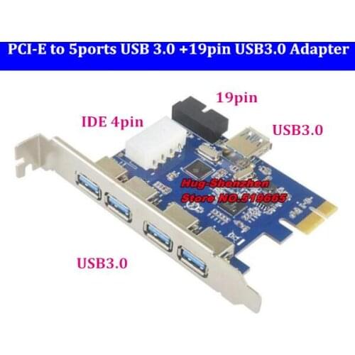 Super speed PCIE to usb3.0 5ports +19pin /20pin USB3.0 expansion card with IDE 4pin ports for Desktop window