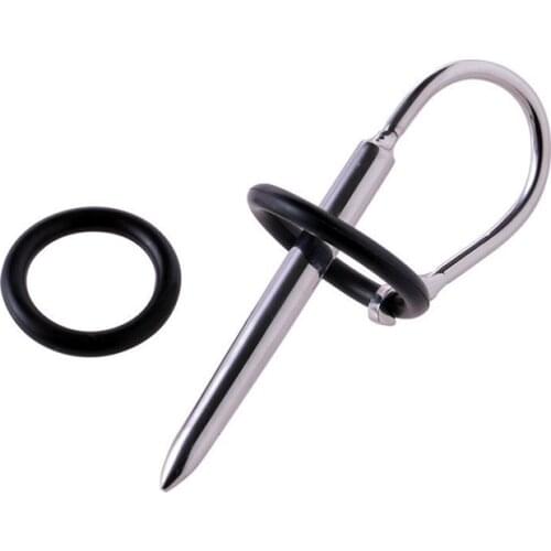 Stainless Steel Urethral Sound Penis Plug with 2 Rubber Penis Ring Urethral Dilator Horse Eye Stimulation Sounding Sex Toys 147