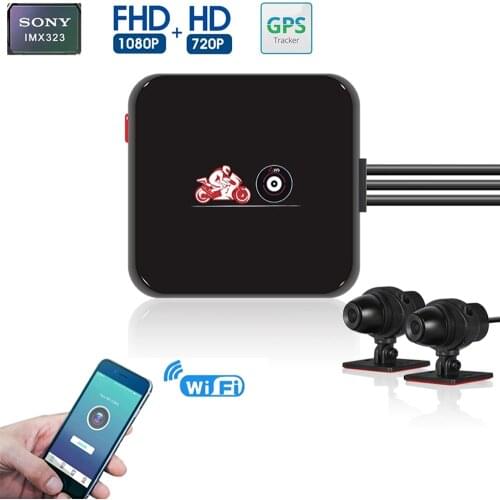 VSYS M6L P6L WiFi Motorcycle DVR Dash Cam Full HD 1080P+720P Front Rear View Waterproof Motorbike Dual Camera Black Recorder Box