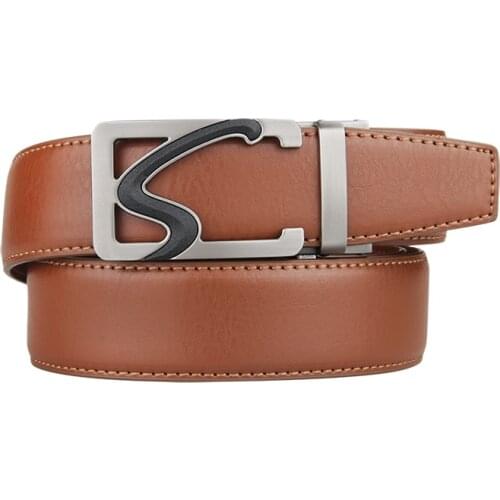 High Quality Cowhide genuine Leather Belt For Men 3.5cm width Mens Automatic Buckle Brand Luxury Brown mens belts