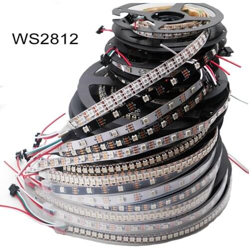 WS2812B 1m/3m/5m 30/60/74/96/100/144 pixels/leds/m Smart led pixel strip,WS2812 IC;WS2812B/M,IP30/IP65/IP67,Black/White PCB,DC5V