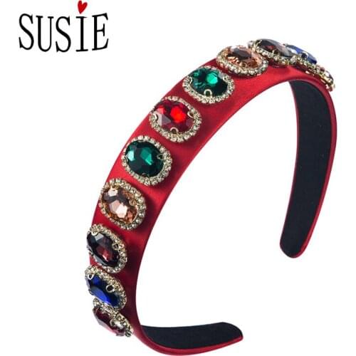LOVE SUSIE Women Headbands Luxury Vintage Style Hairbands Rhinestones Water Drop Shape Hair Hoop Wedding Party Head Accessories