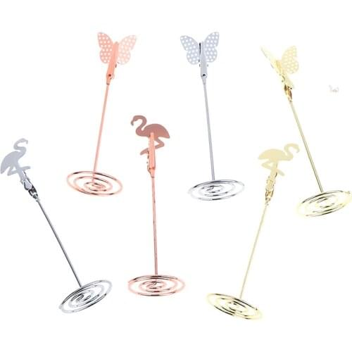 1 pcs Metallic Paper Clamp Card Holder Photo Clip Table Numbers Holder Stand Message Clips Wedding Party Supplies