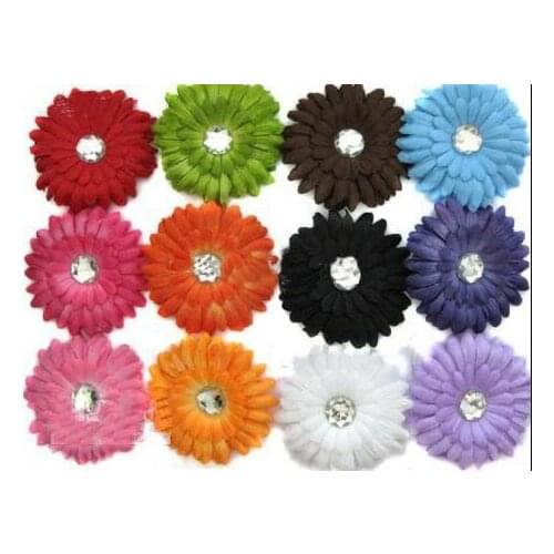- 1500pcs 4 Inch Baby Crystal Flower Hair Bow Clip 4'' Girl Gerbera Flowers 4Inch Hair Clips
