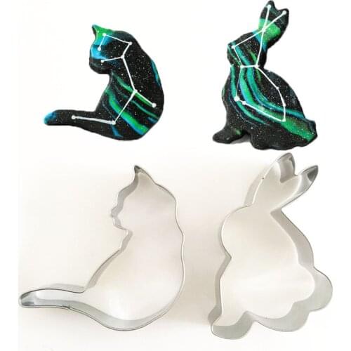 2pcs patisserie reposteria Rabbit Cat Sugarcraft Fondant Cake Decor Tools Cookie Cutter Biscuit Pastry Shop Paste Sandwich Mould