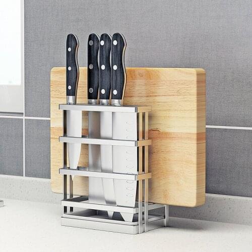 304 Stainless Steel Kitchen Sink Stand Knives Holder with Chopping Board Storage Rack Accessories Organizer Container Shelf