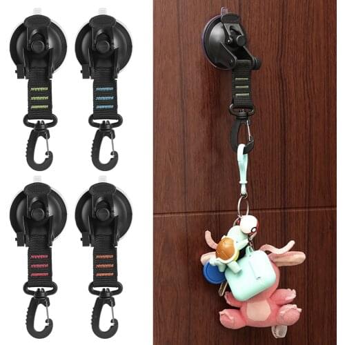 4Pcs Universal Suction Cup Anchor Securing Hook Tie For Camping Tarp Car Side Awning 360 ° Rotating Outdoor Securing Hook Tool