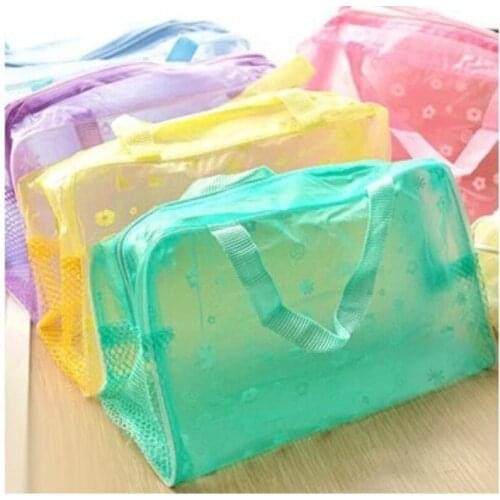 5 color waterproof PVC cosmetic storage bag women transparent organizer for Makeup pouch compression Travelling Bath bags