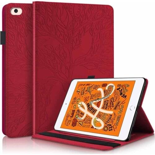3D Tree Embossed Tablet Case For iPad Mini 5 Mini5 A2133 A2124 A2126 A2125 Wallet Stand Cover
