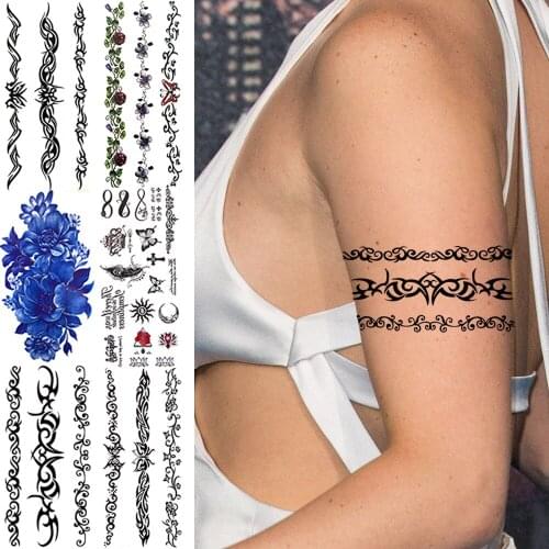 DIY Temporary Totem Tattoos For Women Men Kids Realistic Dahlia Flower Vine Feather Infinity Fake Tattoo Sticker Body Art Tatoos