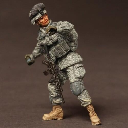 1/35 Resin Model figure GK Soldier 2nd Infantry Division U.S. Army Throwing Grenade Military theme Unassembled and unpainted kit