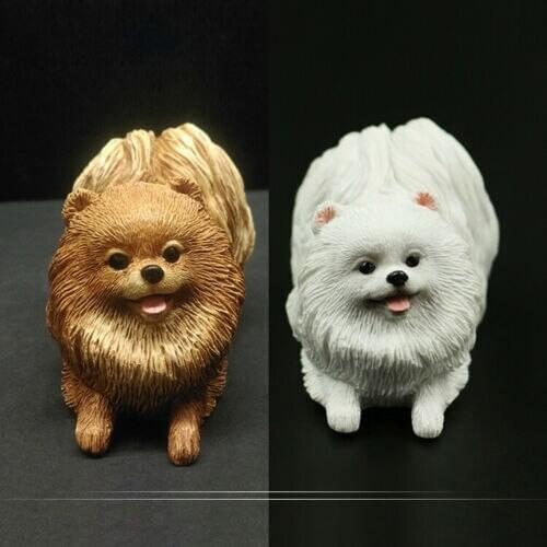 JJM Lovely Pomeranian Dog Pet Figure Animal Collector Toy Decoration PVC Model Educational for Children Adults Kids Gift