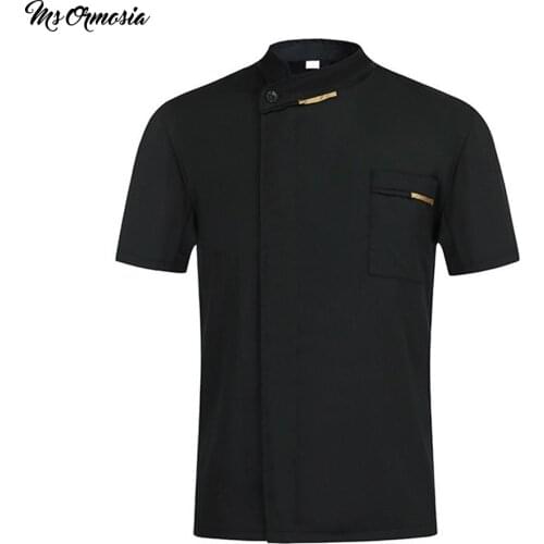 MSORMOSIA quality Chef Waiter Uniform Short Sleeve Kitchen Restaurant Cook Chef Jaket Shirt Breathable Barber Sushi Costumes