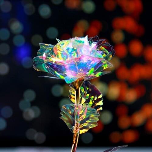 1PC 24K Crystal Rose Foil Artificial Fower Colorful Gold Rose Flower Wedding Festival Decoration Valentines Day For Girlfriend