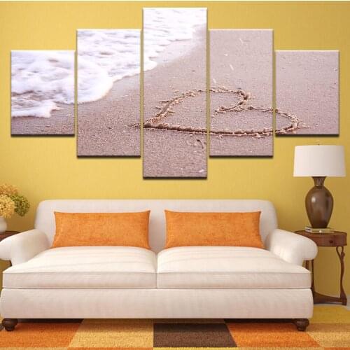 Canvas Painting Seaside beach wave Ocean Seascape landscape Picture Print Poster 5 Panel Wall Art bedroom Living Room Home Decor