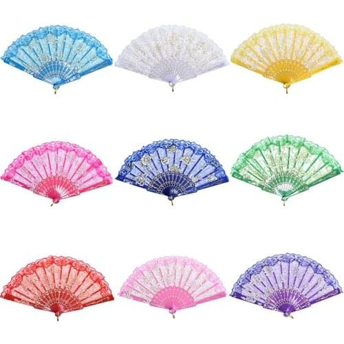 Dance Party Wedding Lace Folding Hand Held Flower Fan