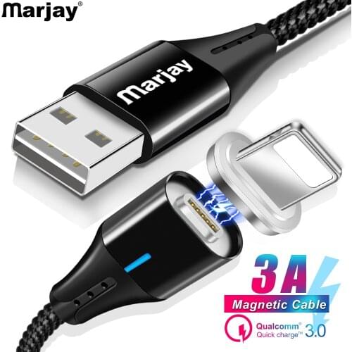 Marjay Magnetic USB Cable 3A Quick Charge 8 Pin USB Cable For iPhone 6 7 8 plus x xr xs xs max Fast Magnet Charger Data Cable