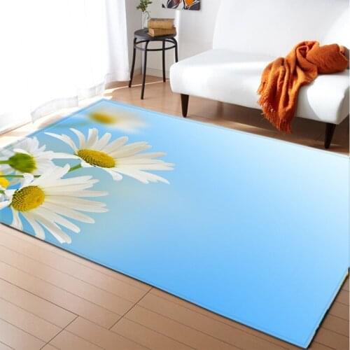 Fashion 3D daisy print carpet living room bedroom area carpet frosted corridor kitchen carpet
