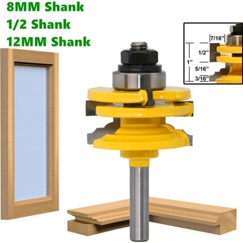 LA VIE MC02014 1pc 8mm 1/2" Shank Glass Door Rail & Stile Reversible Router Bit Woodworking Milling Cutting for Wood Tool Bits
