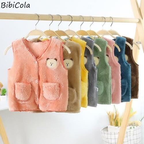Boys And Girls Clothes Spring Autumn And Winter Double-sided Coral Fleece Plus Velvet Vest Korean Baby Cartoon Vest