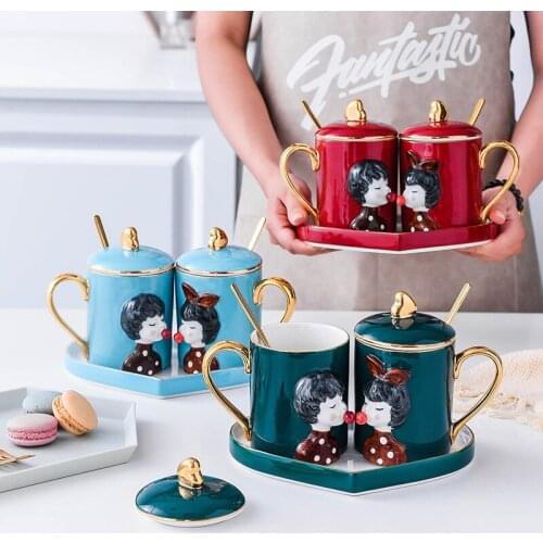Couple Cup A couple gift box set cute ceramic drinking mug mugs coffee cups