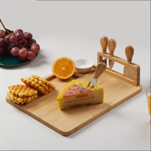 Bamboo Cheese Board Cutting Board With Stainless Steel Knives Four-Piece Bamboo Cheese Board With Stainless Steel Knives