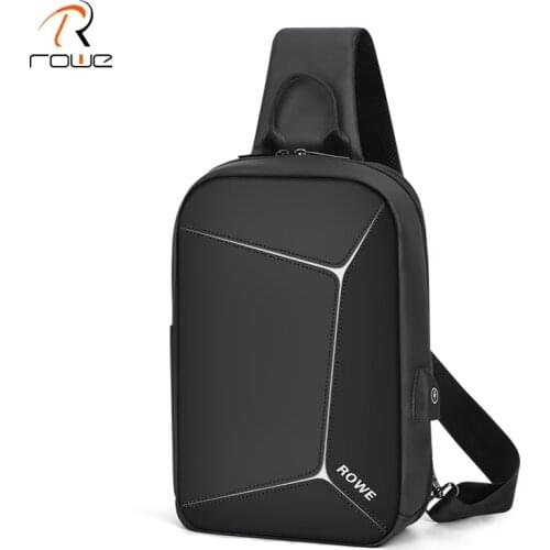 Rowe Fashion Stereoscopic Antitheft Chest Bag Men Casual Shoulder Crossbody Bag USB Charging Waterproof Travel Messenger Bag