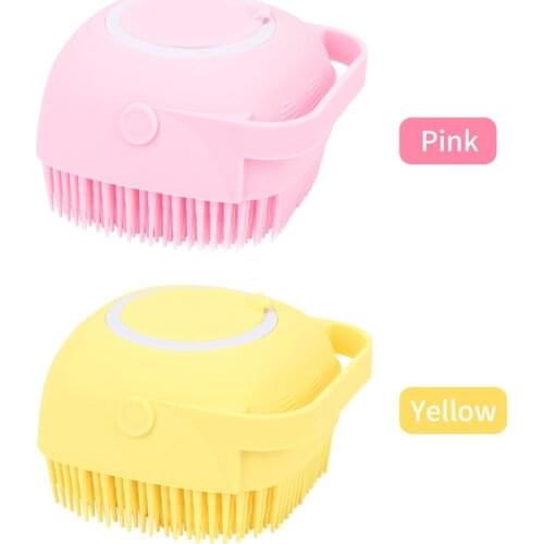 Bath Body Brush with Shampoo Dispenser for Women Soft Silicone Bristles Palm Body Massage Brush Exfoliating Shower Body Bath