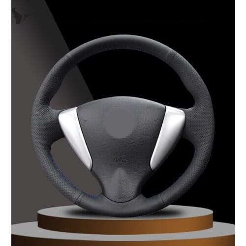 Hand-stitched Black Artificial Leather Steering Wheel Cover forNissan TiidaSylphy 2012-2015 Versa 2015 2016 2017 2019 Versa Note