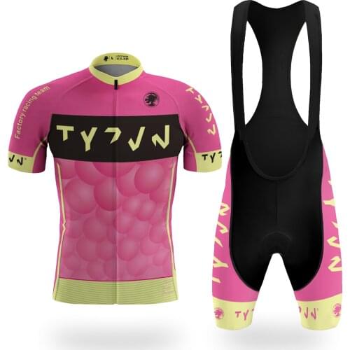 TYZVN Man Summer Pink Short Sleeve Cycling Jersey Sets Maillot Ciclismo Hombre Go Pro Team Bicycle Clothing Tenue Cycliste Homme