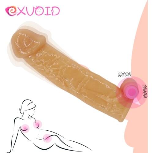 EXVOID Clitoris Stimulate Silicone Cock Vibrating Ring Penis Vibrator Ring Penis Extender Enlarger Sex Toys For Couples Sex Shop